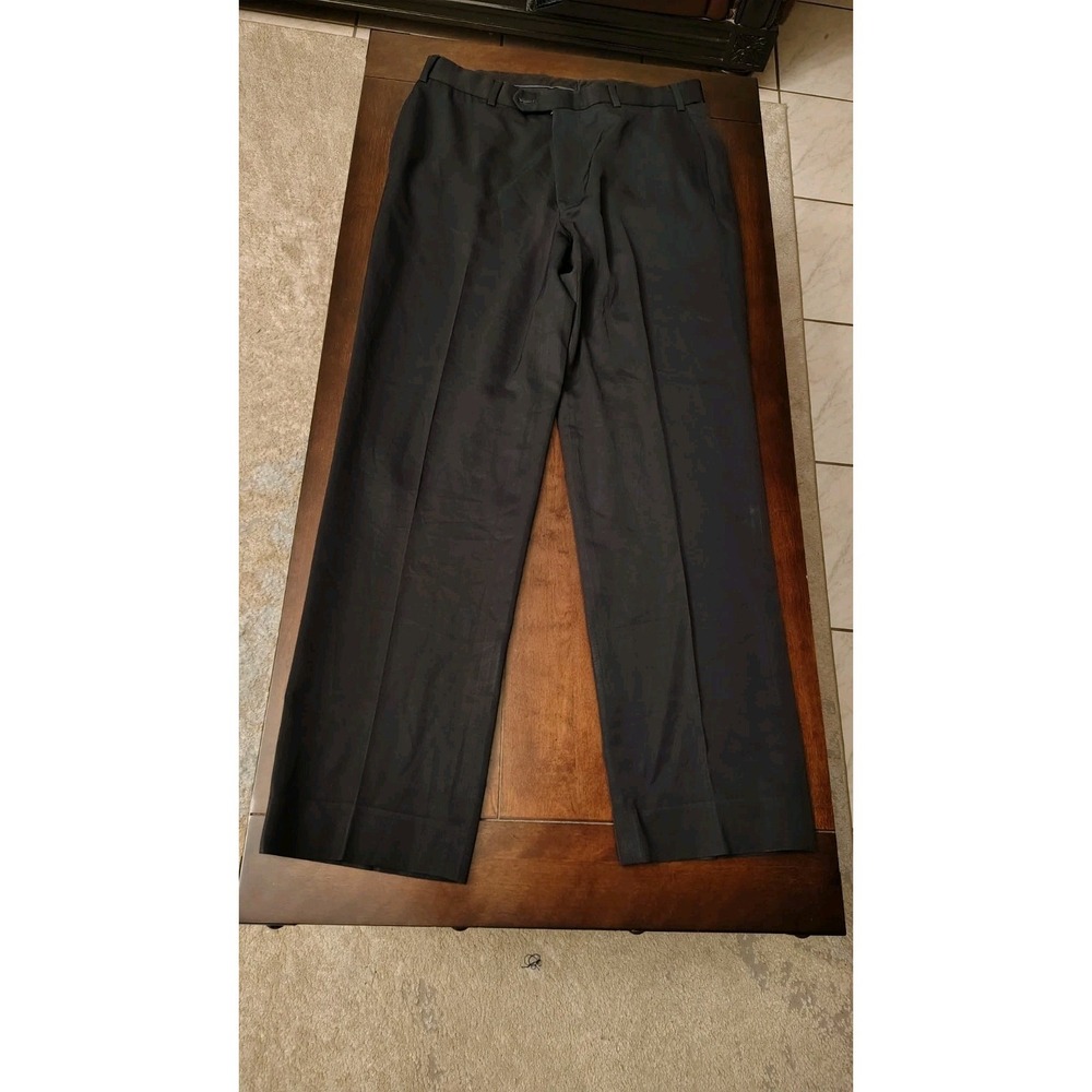 EDDIE DOMANI DRESS PANTS BLACK WASHABLE MEN'S 34 X 30 FLAT FRONT